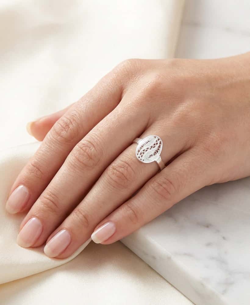 Anillo grano de café en plata filigrana