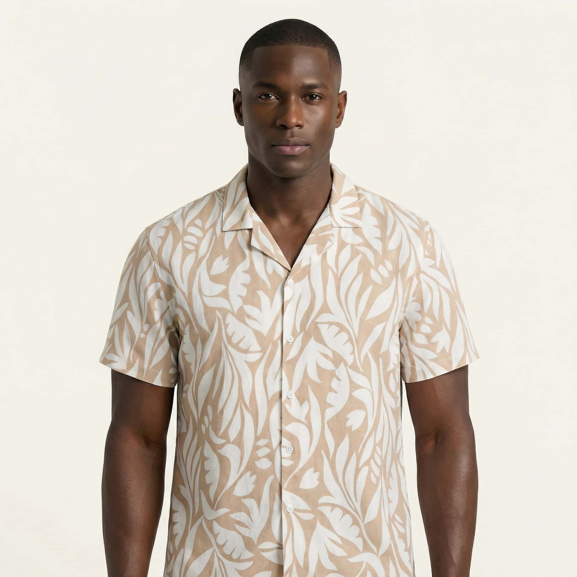 Camisa Bowling Estampada Beige C302