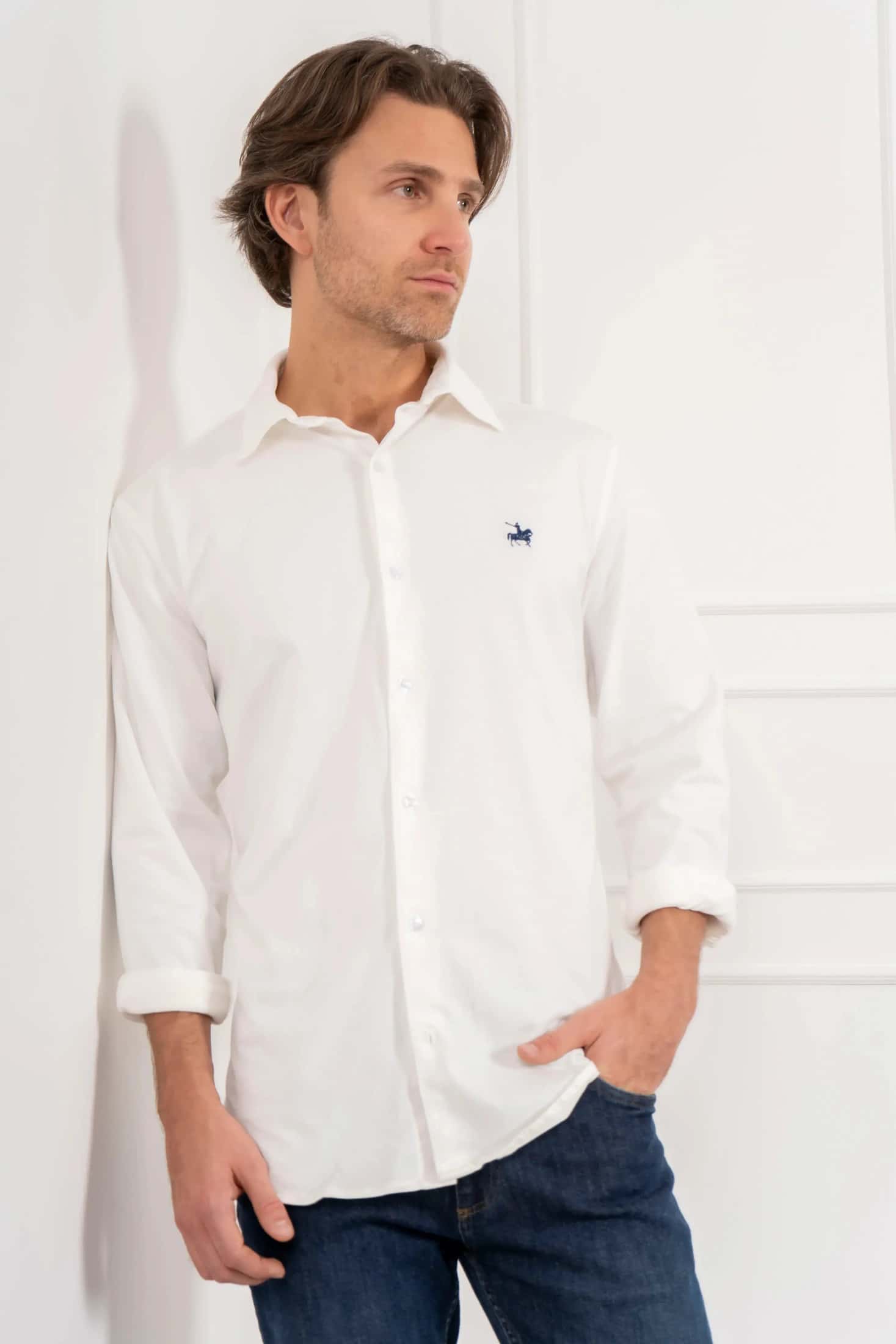Camisa Pique Premium Hombre Blanco