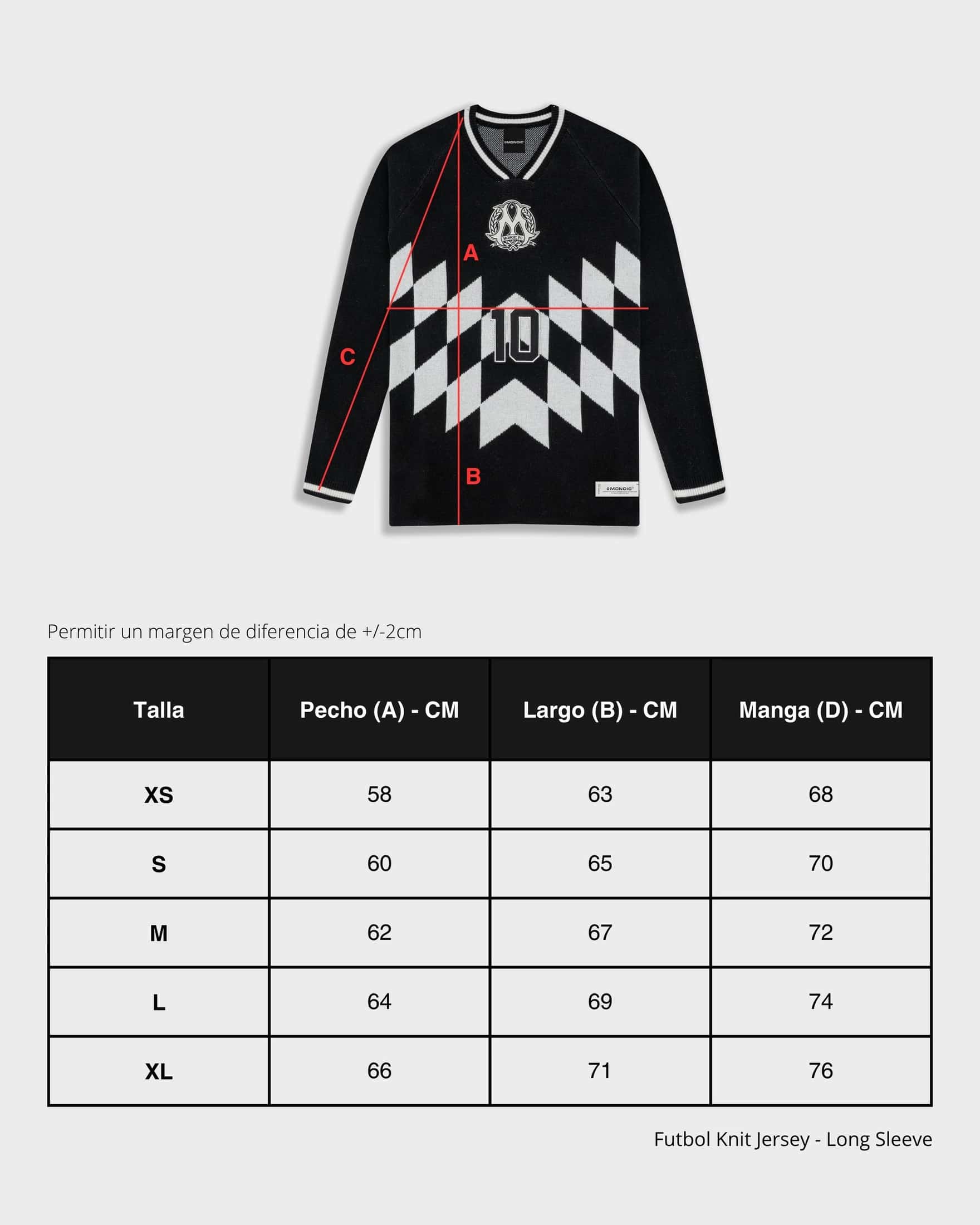 Fútbol Jersey Knit Manga Larga - Negro - miniatura 9