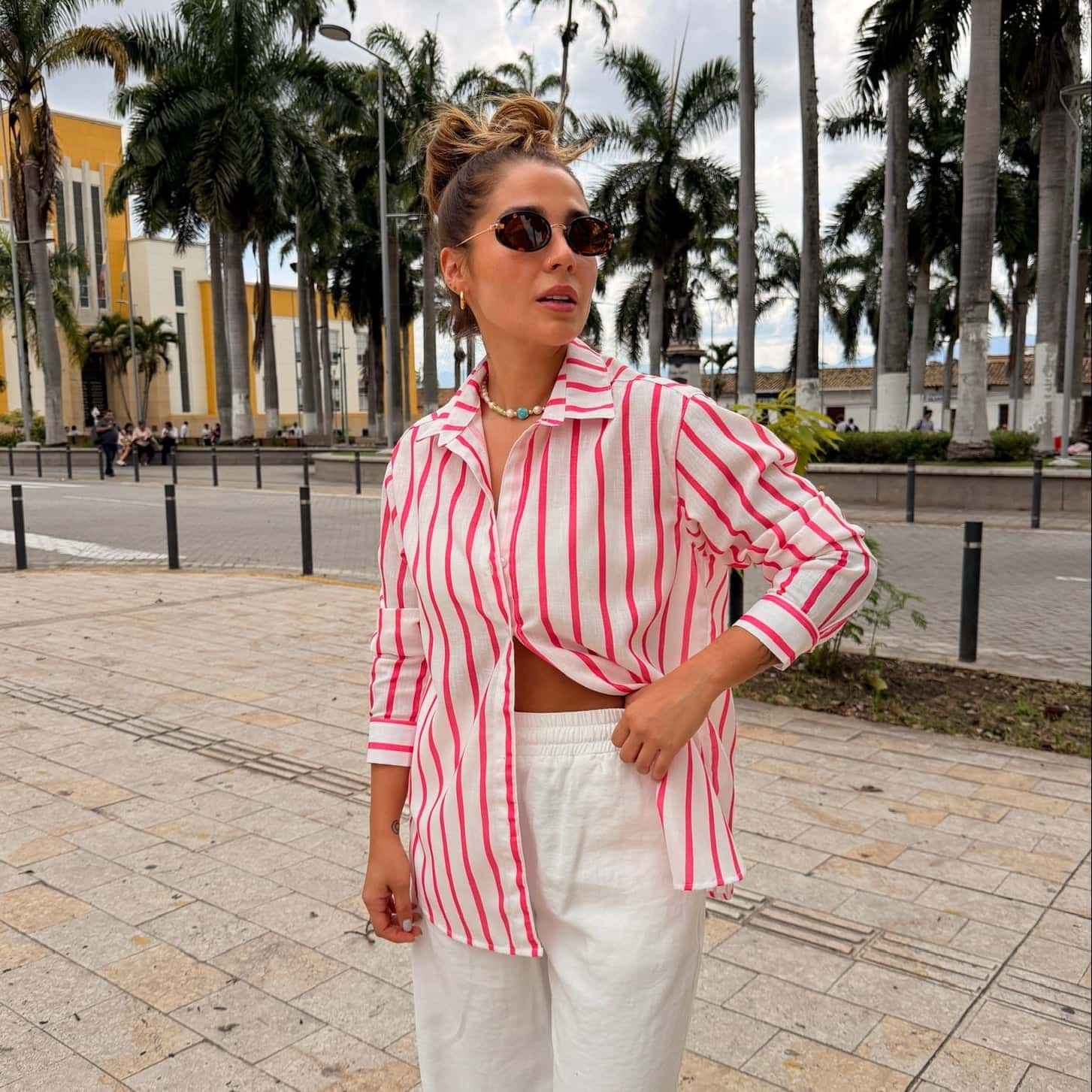 Camisera Playita Rayas Rosa