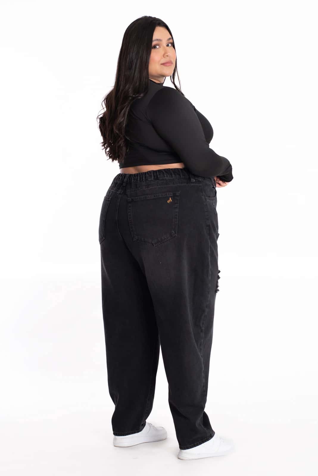 Jean Boyfriend Negro Rotos 413 - miniatura 7