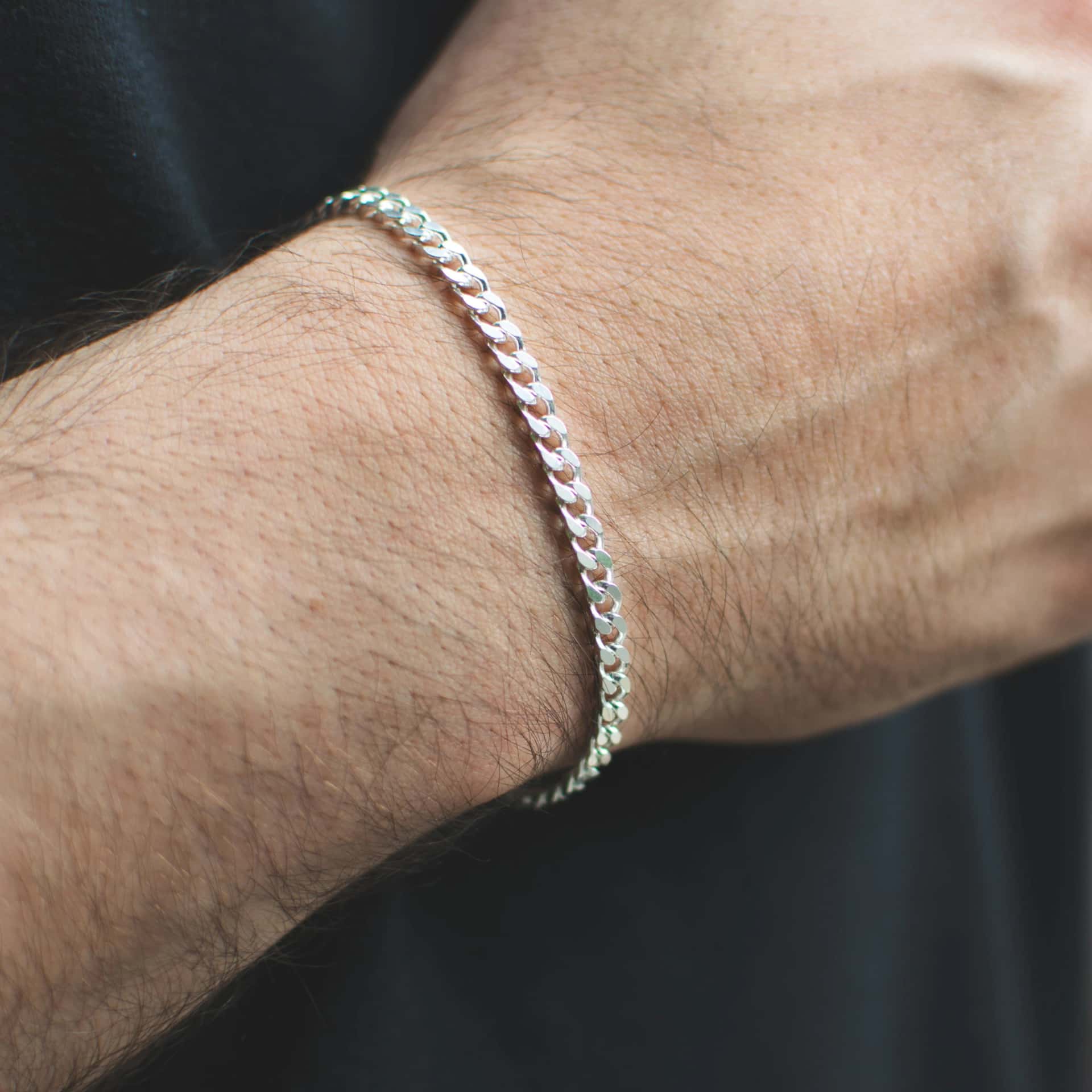 Pulsera Cubana 4mm Plata Ley 925
