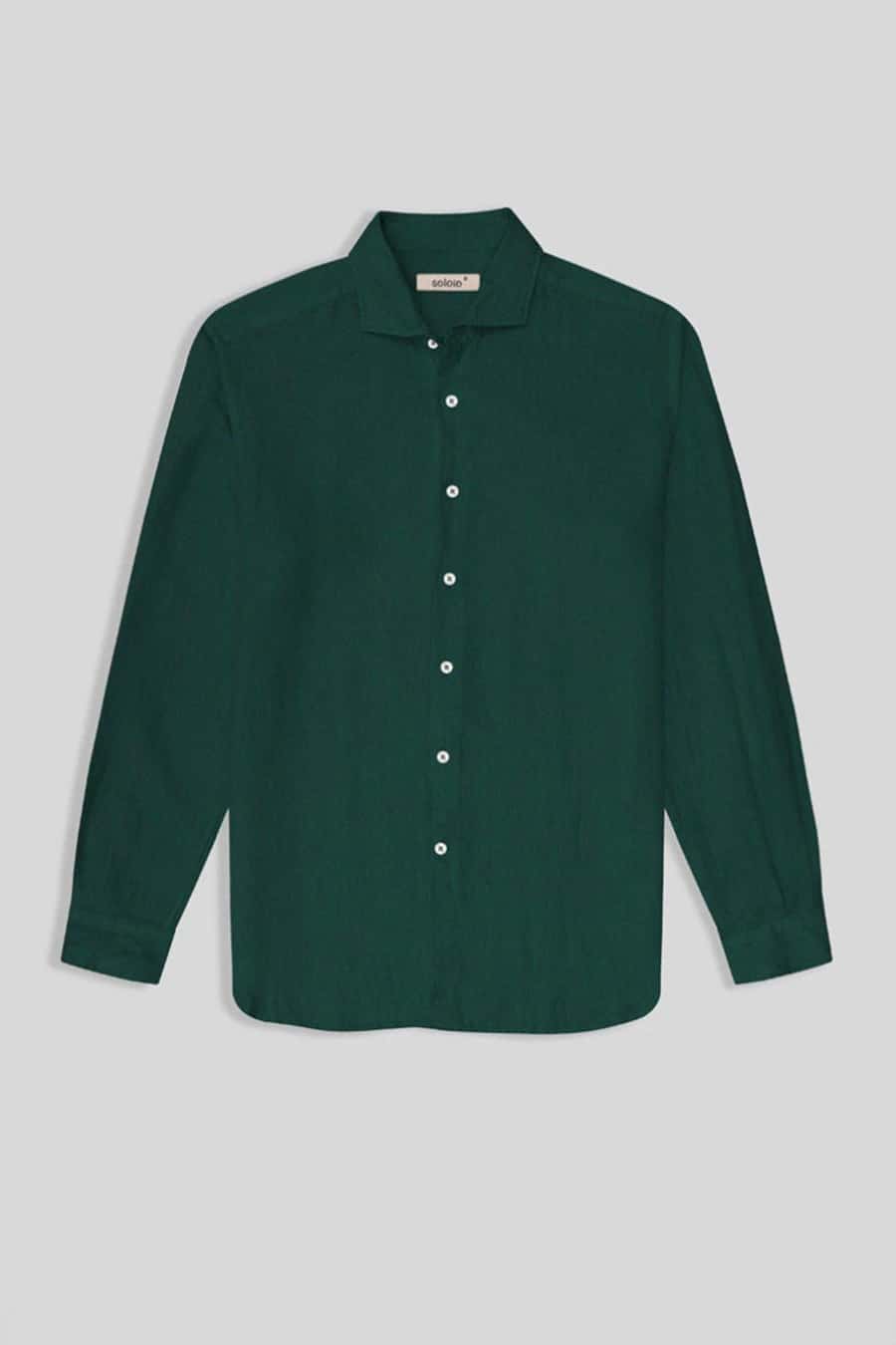 Men's linen shirt dark green