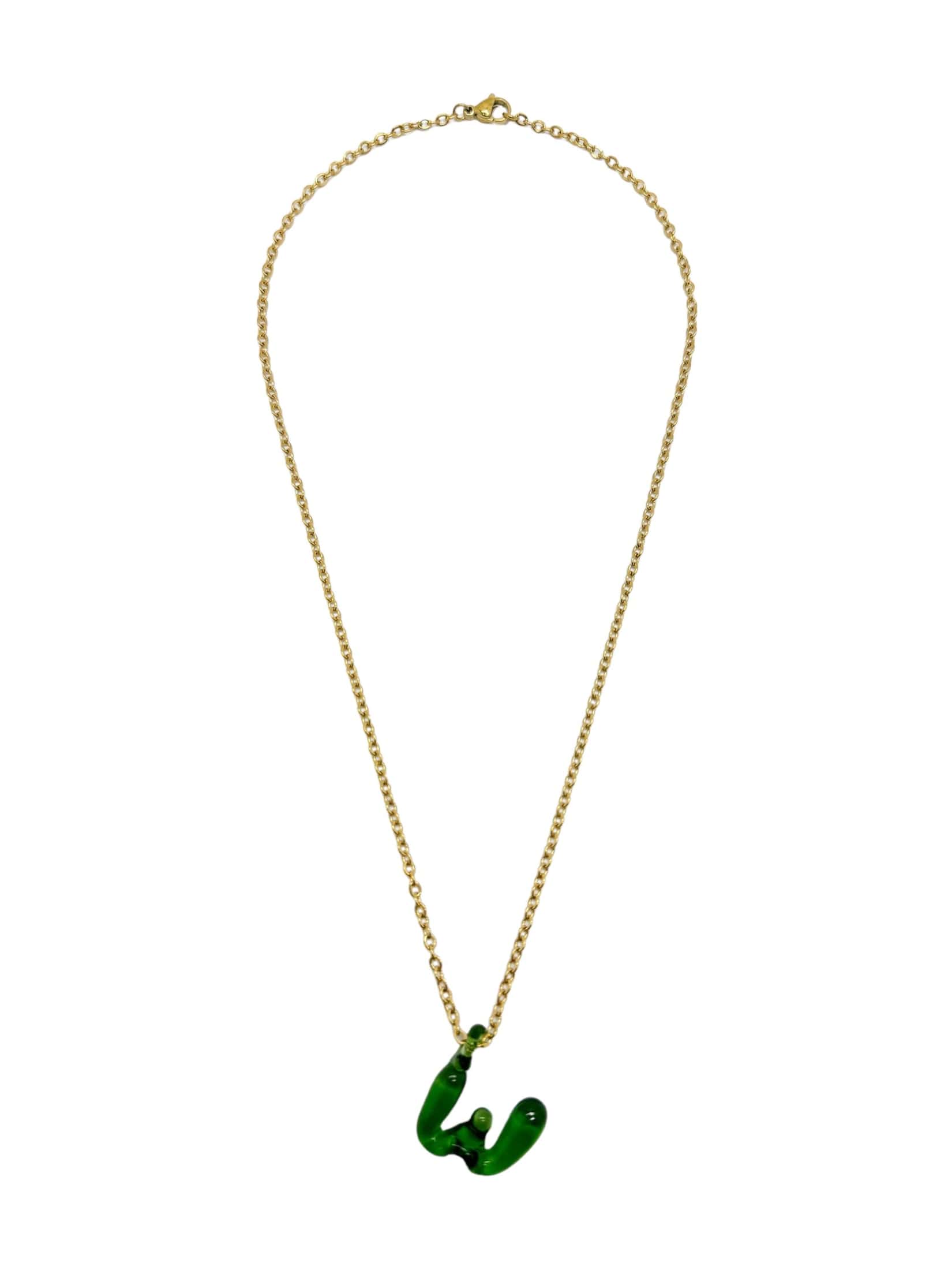 green glass necklace 1 letter - miniatura 23