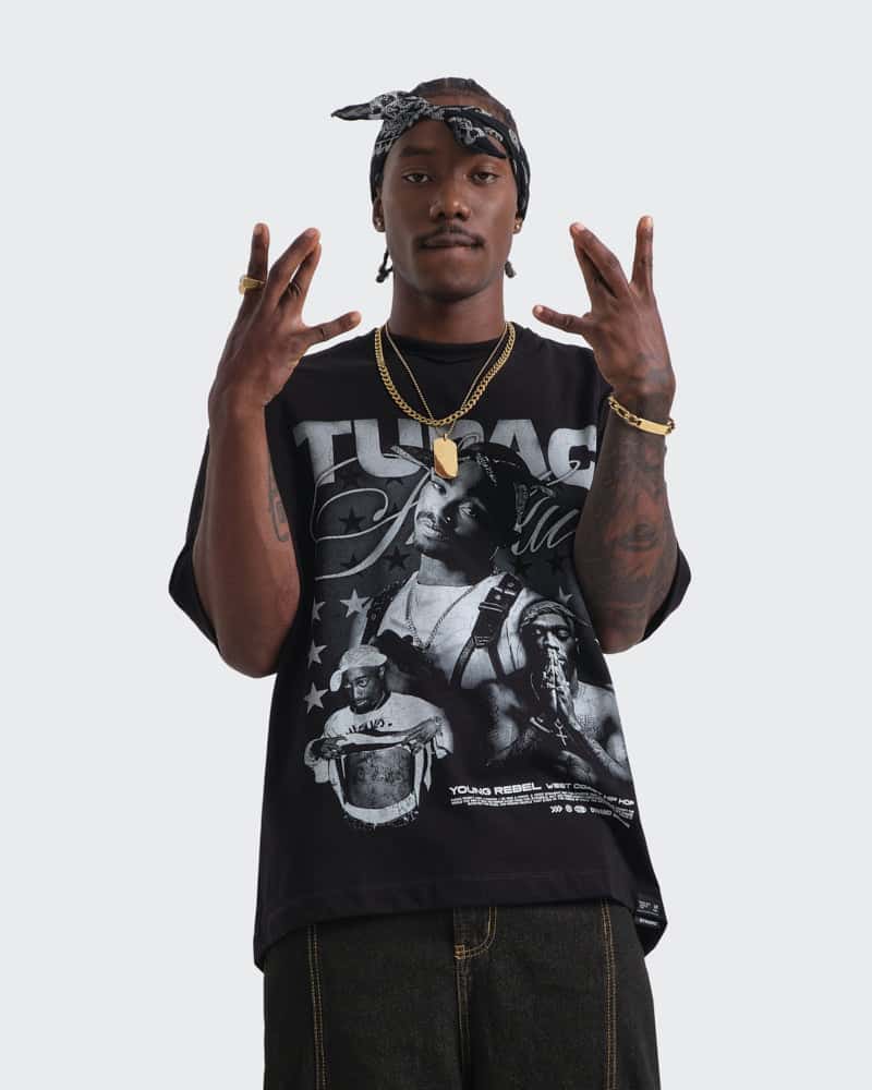 Camiseta Negra Oversize Thug Life - miniatura 1