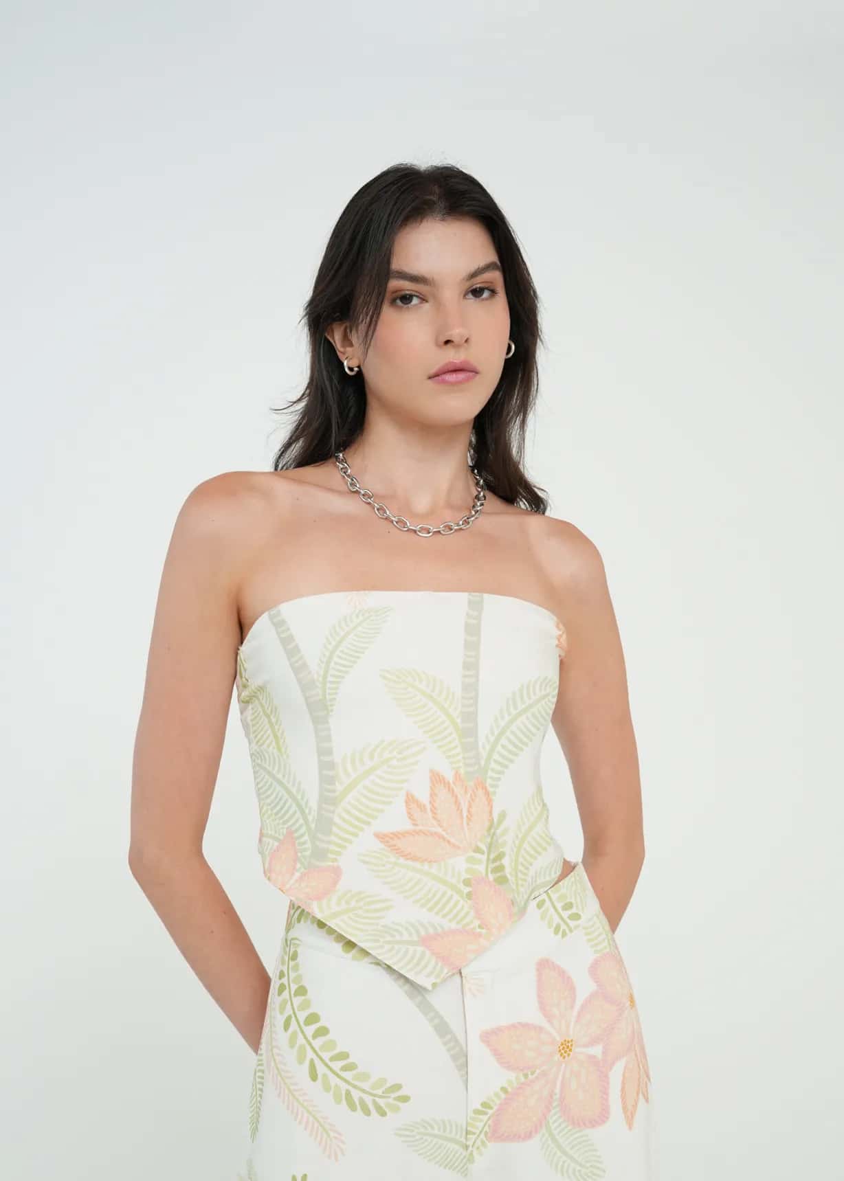 Camisa strapless estampada