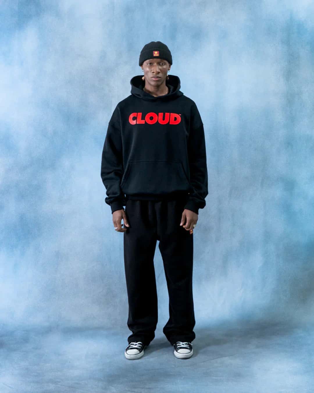 HOODIE BLOCK ROJO SOBRE NEGRO BOXY FIT - miniatura 4