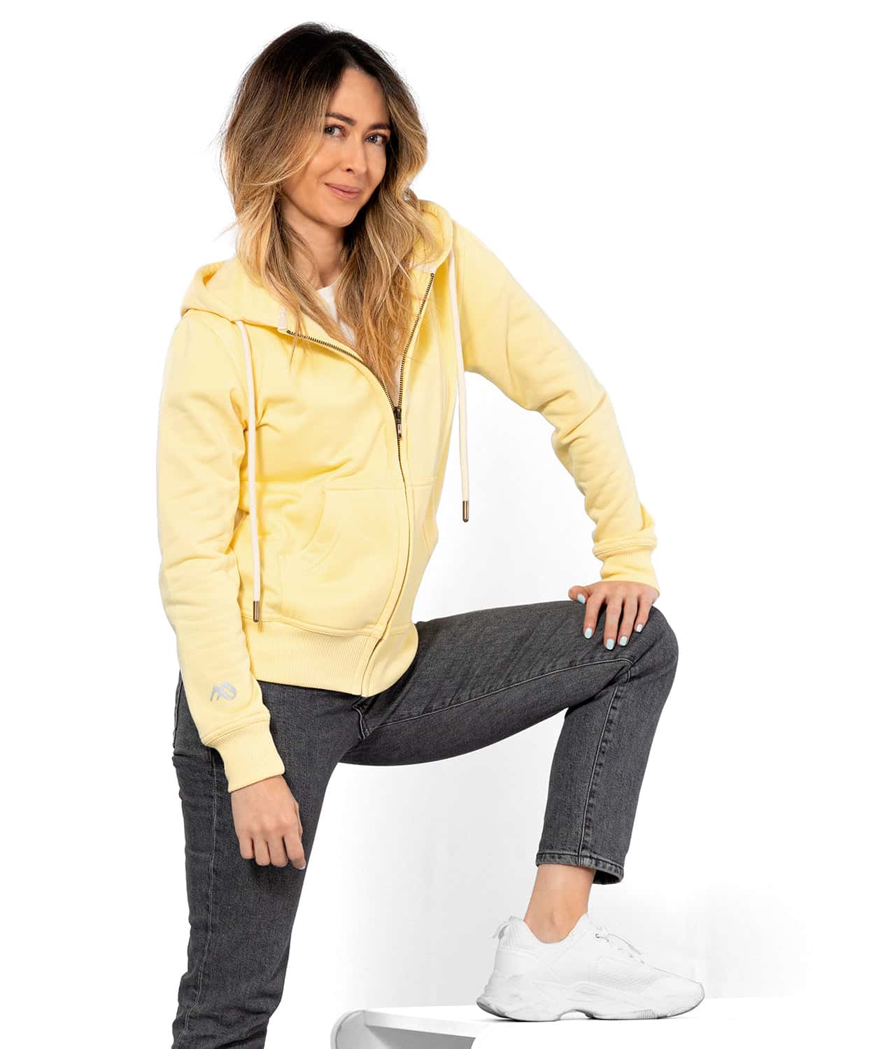 Buzo abierto con Capota Mujer Amarillo Sunshine