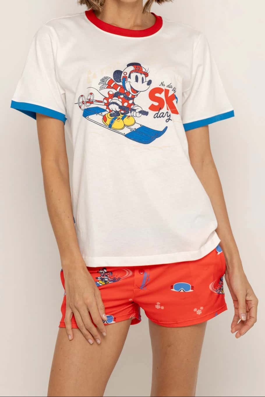 Conjunto Short Elástico Rojo Minnie