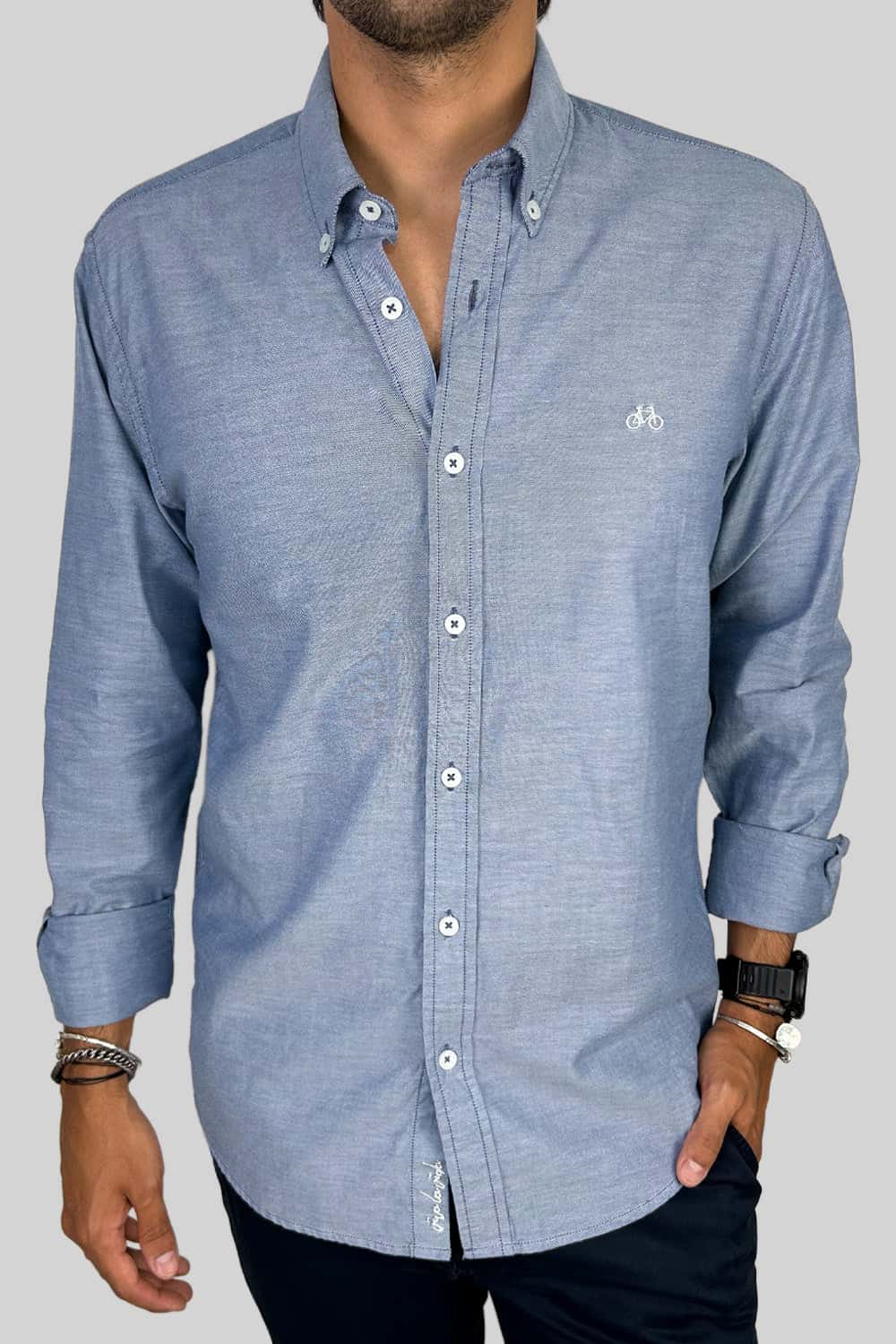 CAMISA OXFORD DOTTED BLUE