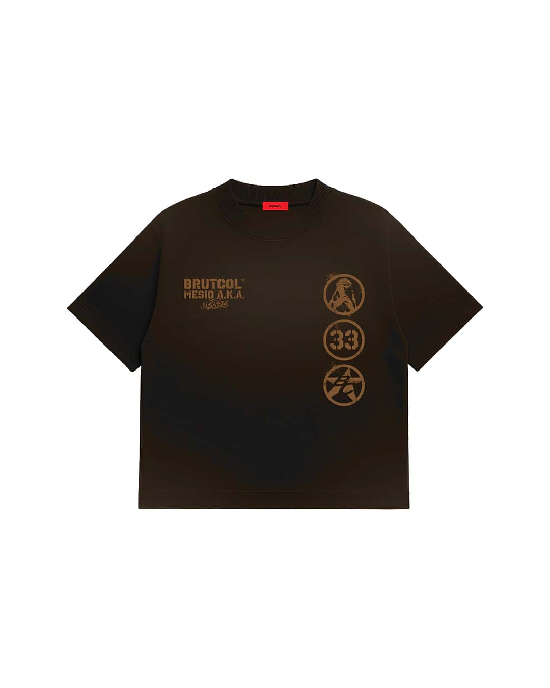 CAMISETA OVERSIZE CROPPED BRUTCOL® X MESIO A.K.A MESÍAS – NEGRO DESGASTADO - miniatura 3