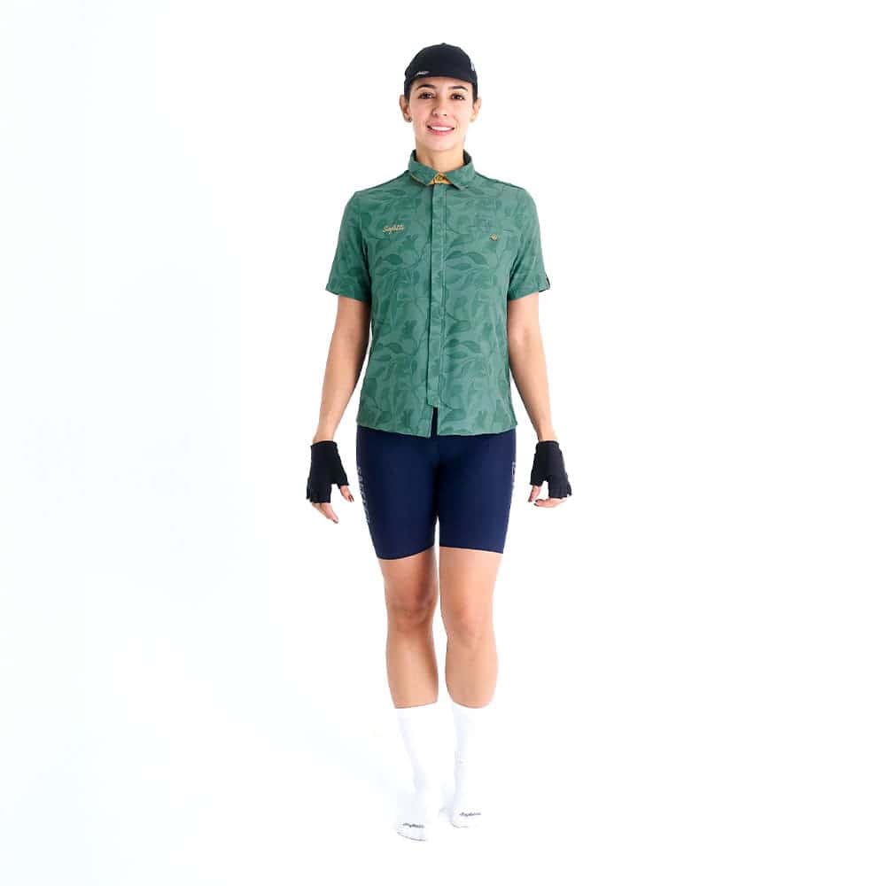 CAMISA CICLISMO MANGA CORTA OUTLAND GREEN PARA MUJER - miniatura 1