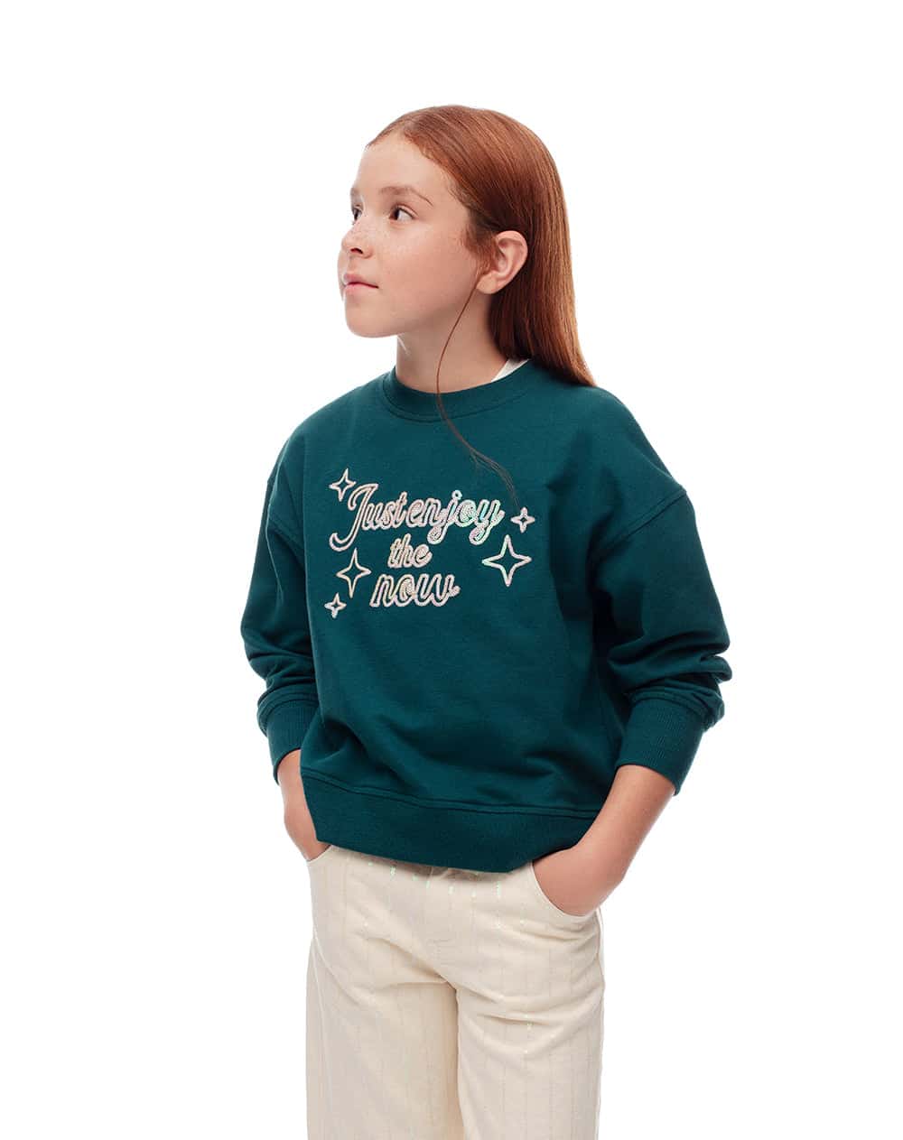 Buzo regular algodón verde niña