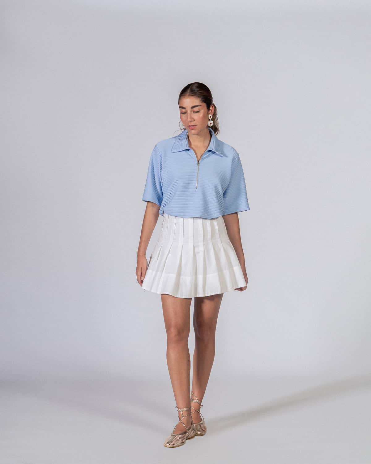Falda Plisé Mini Blanco - miniatura 1