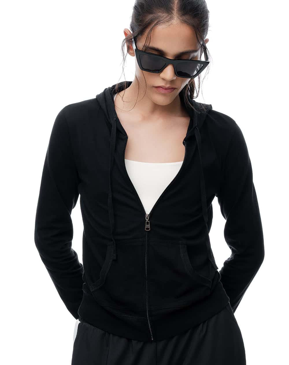 Chaqueta slim algodón negra mujer