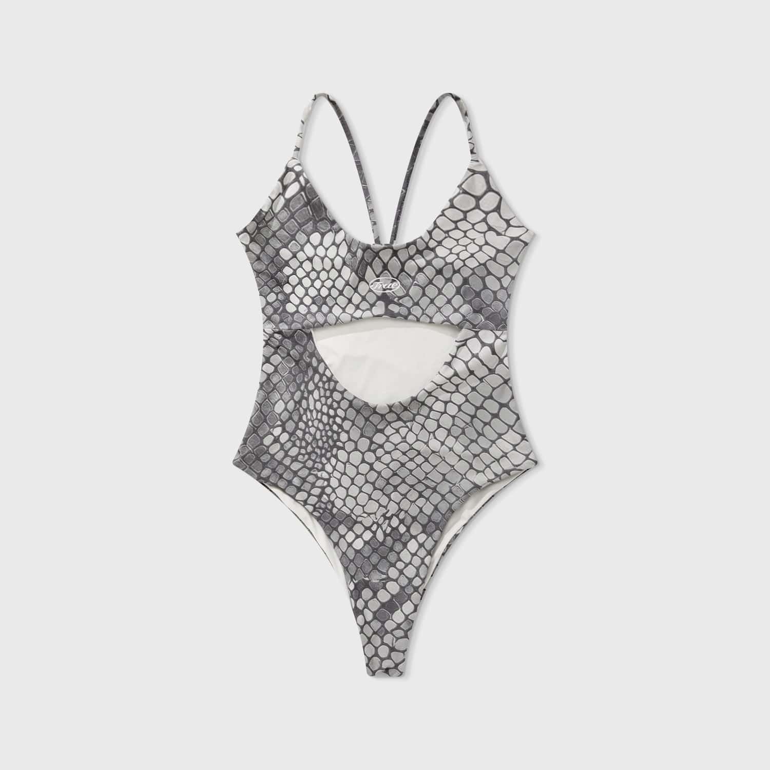Python Cut-Out Bodysuit - Gray