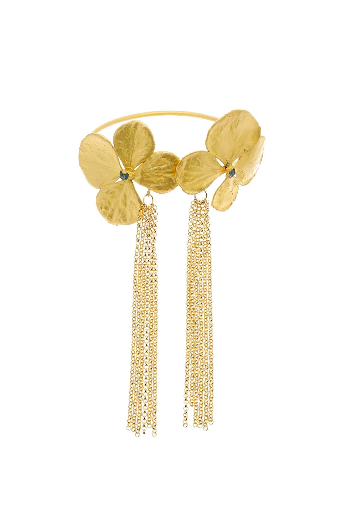 HYDRANGEA CHAINS AND ROUGH EMERALD BRACELET