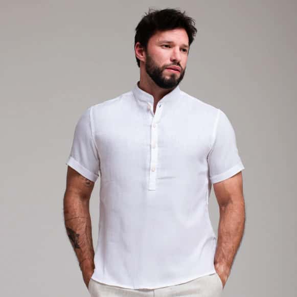 CAMISA MC 100% LINO CUELLO NERU