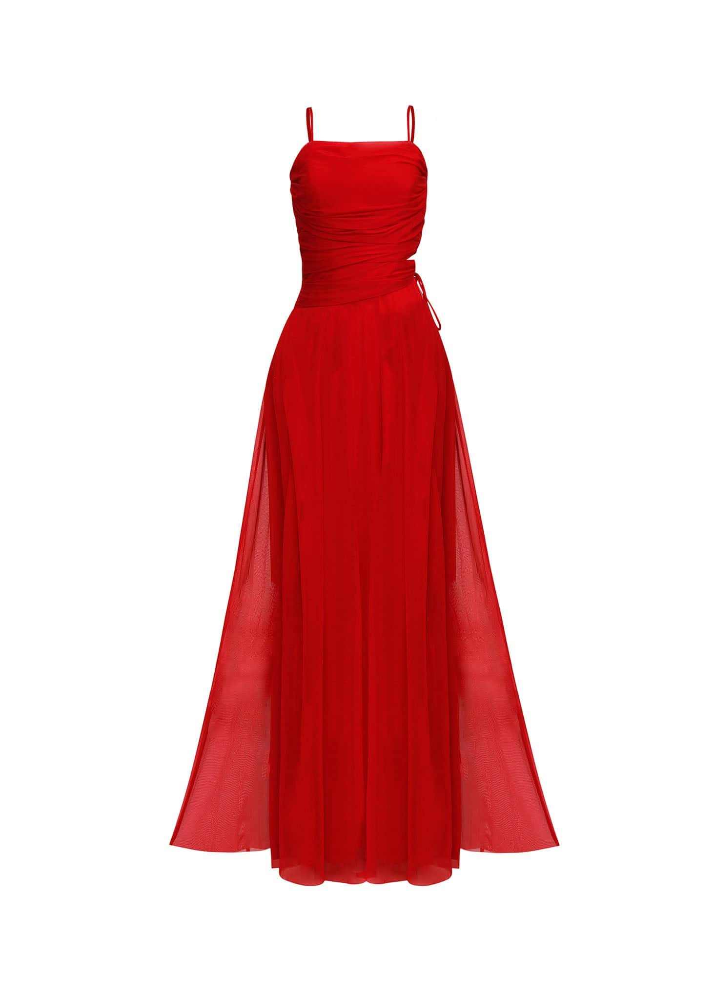 Vestido drapeado rojo