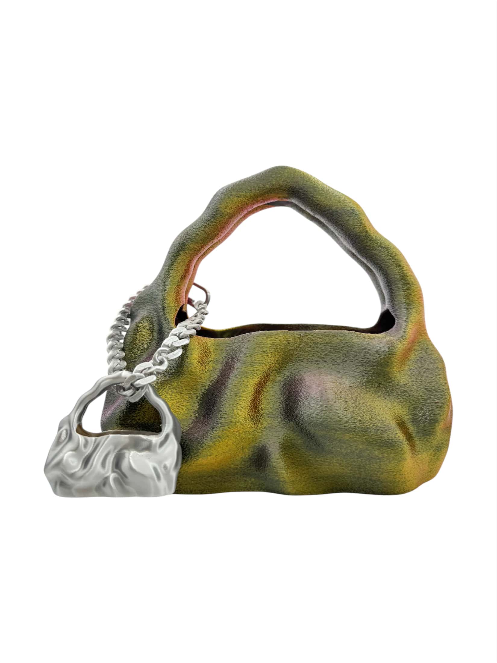 bolso grande cosmic water negro, plateado, fucsia, amarillo