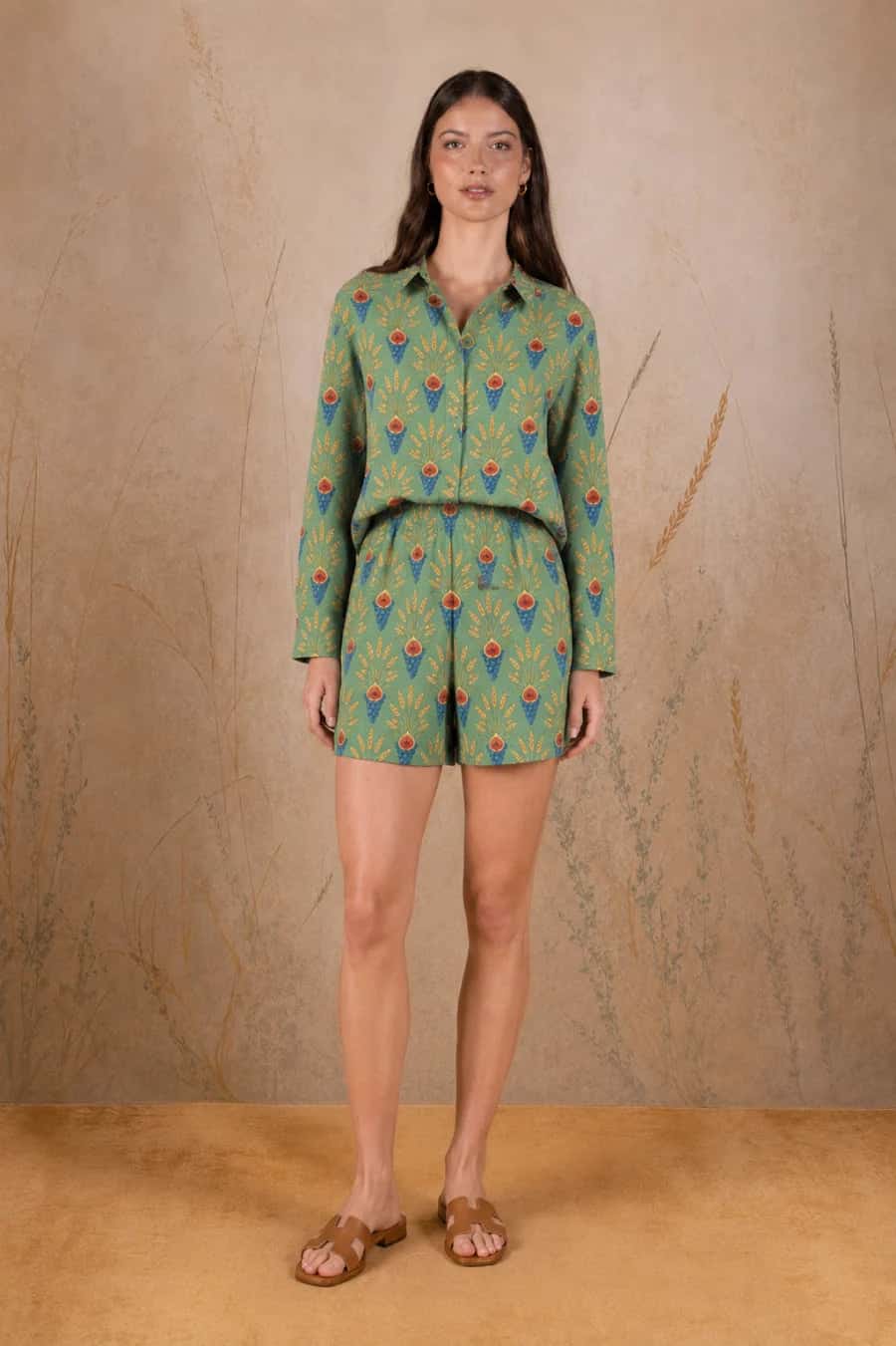 Women's Venustas linen shirt green