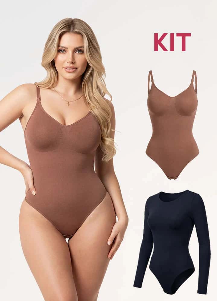 Kit 2 Bodys: Tanga Seamless y Manga Larga | Salome 5601 + 5008 | Ant 7001 + 03L5