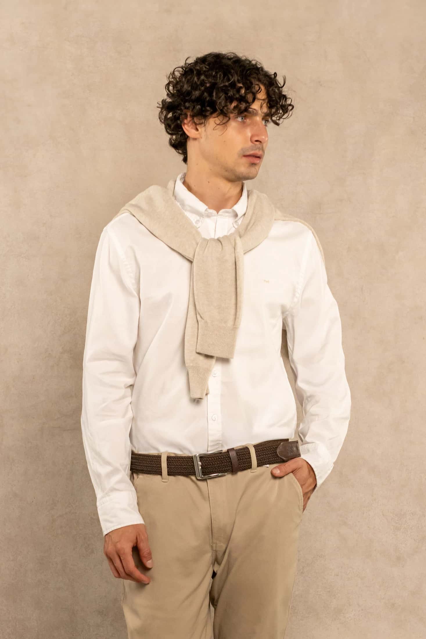 Camisa Antimanchas Oxford Blanco Logo Combinado