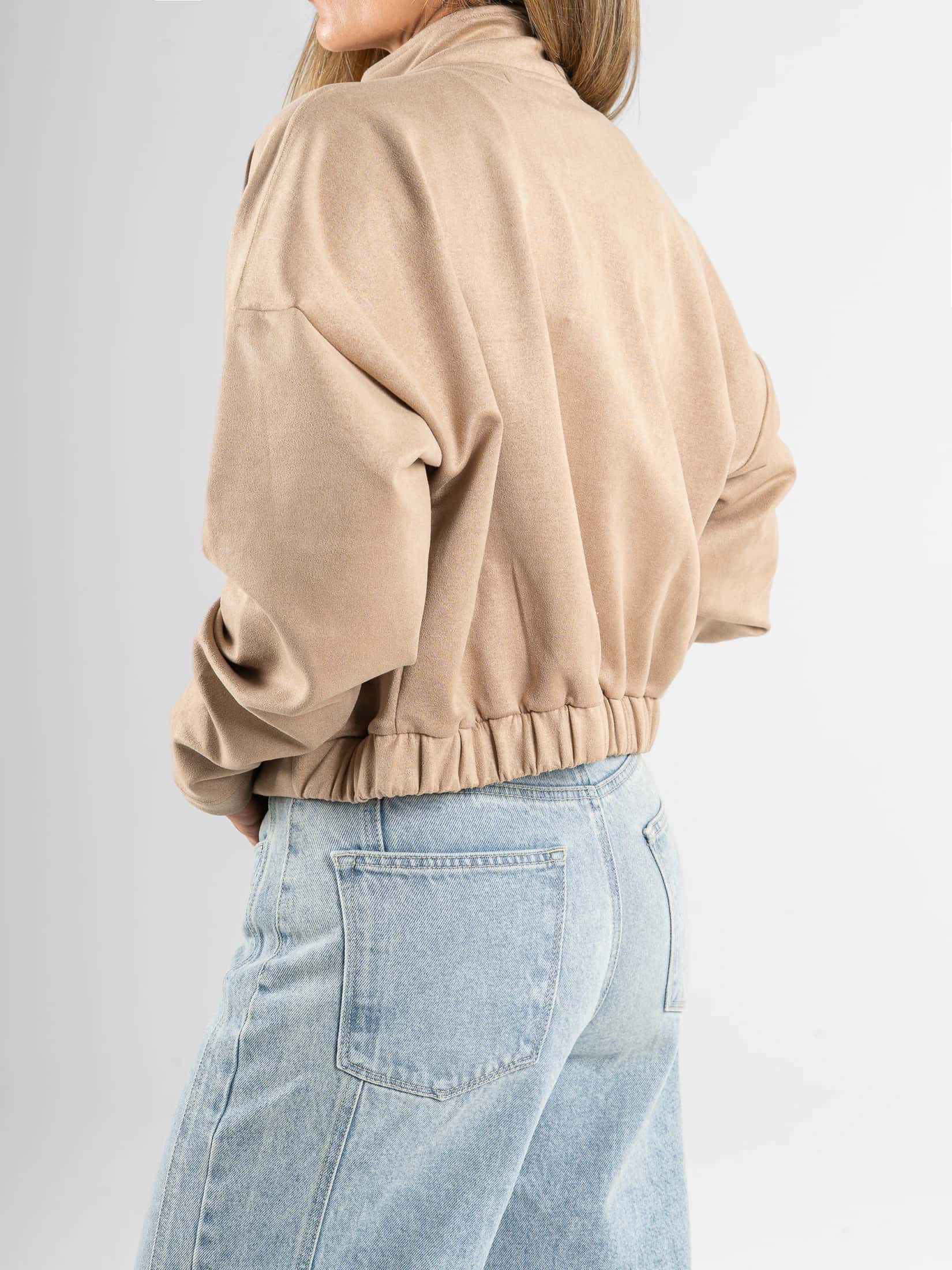Ref: 0610687 Chaqueta efecto piel, cuello alto, con cremallera, tono camel - miniatura 5
