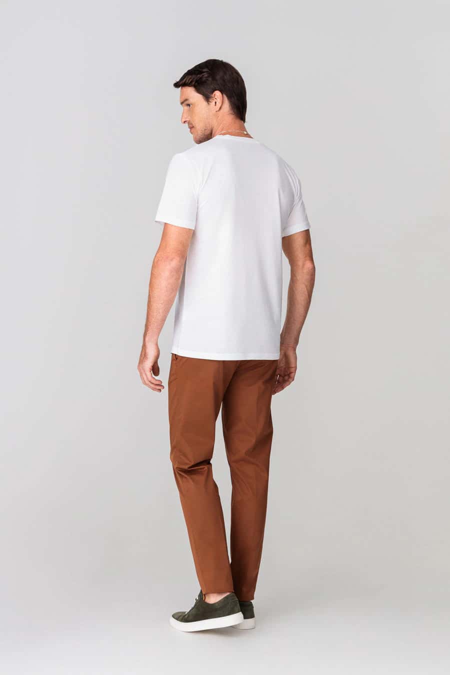 Men's cotton basic t-shirt white - miniatura 3