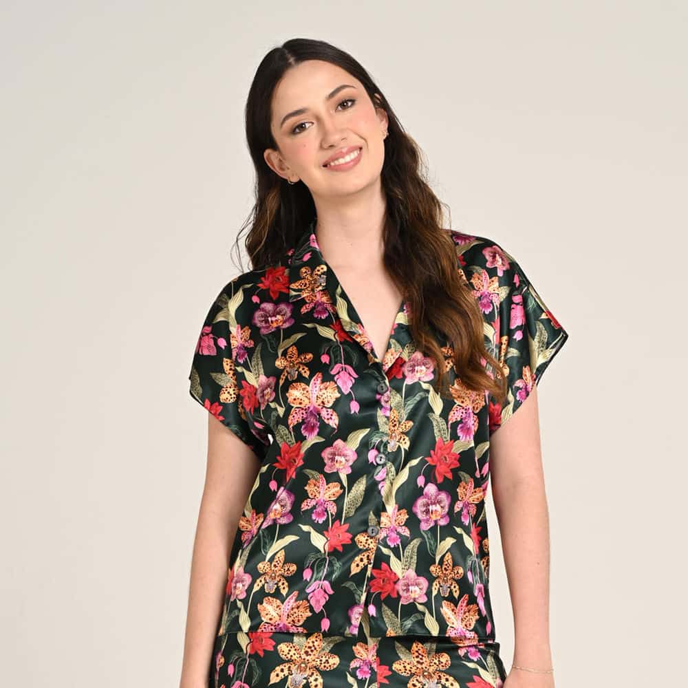 Camisa Manga Corta Escote V Estampado Cordillera