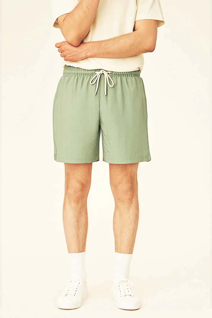 Short lino verde eucalipto
