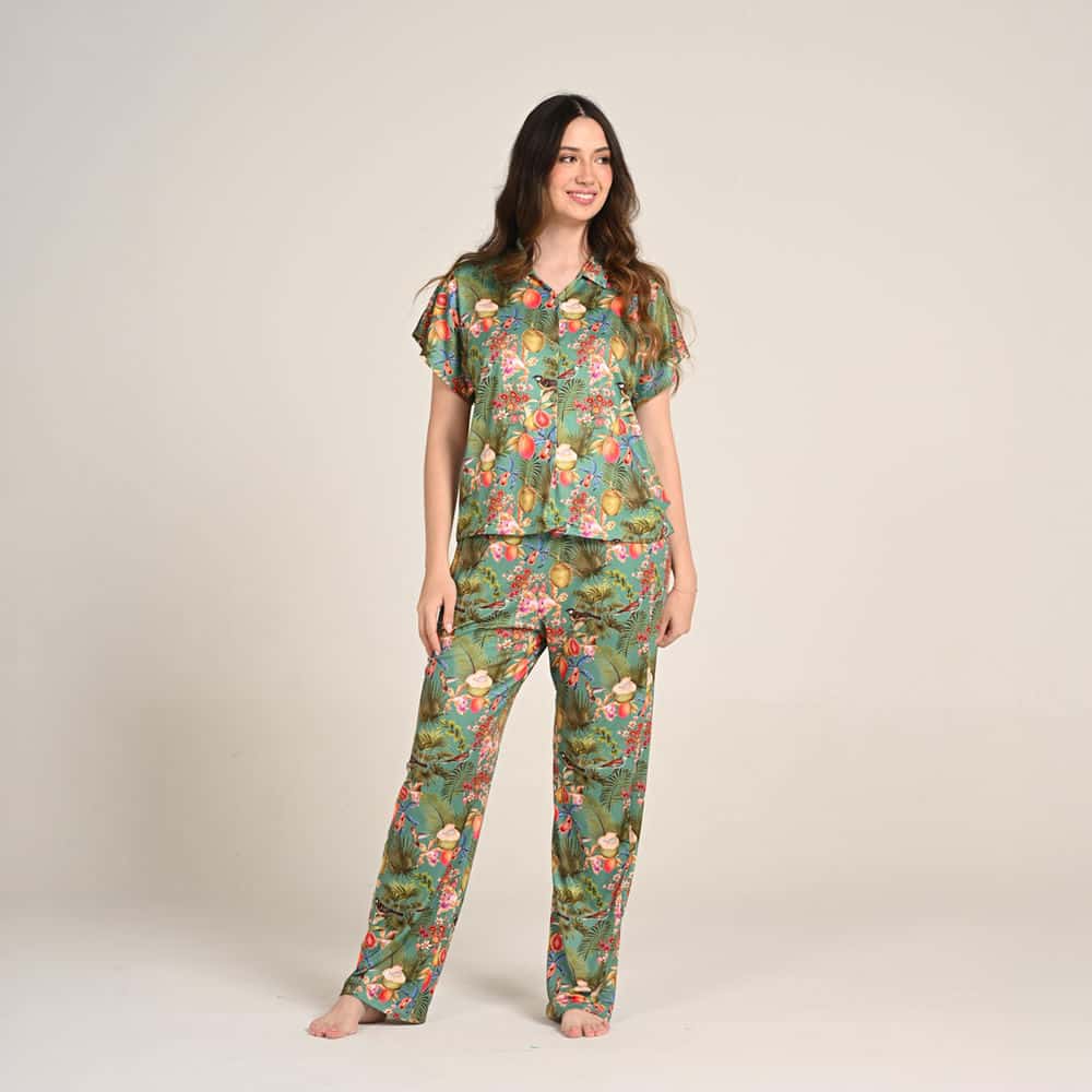 Conjunto de Pijama Pantalon Largo Estampado Trópico