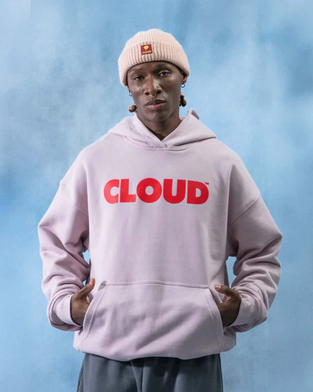 HOODIE BLOCK ROJO SOBRE ROSA BOXY FIT - miniatura 4