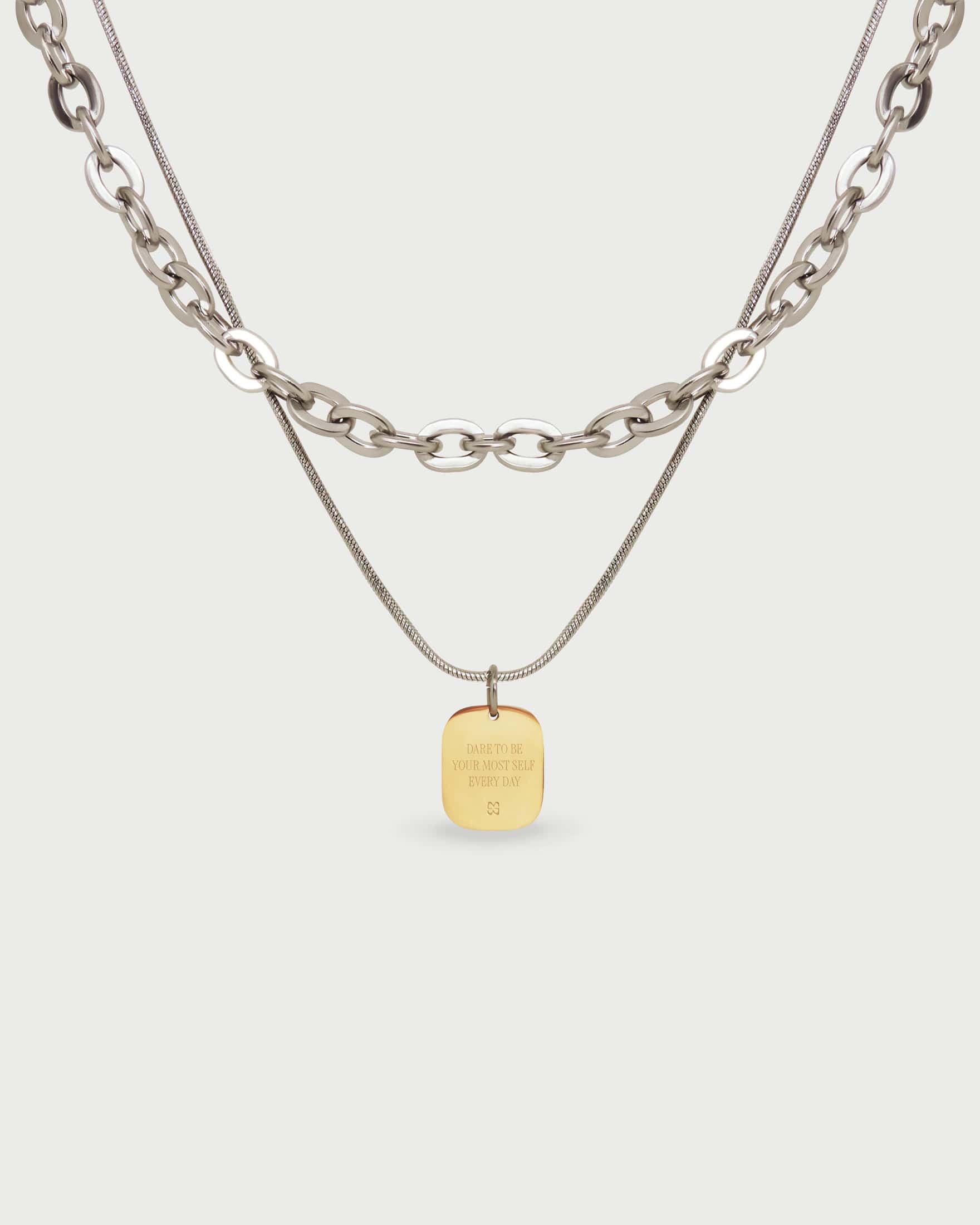 Collar Doble Dije Oro - Acero Inoxidable