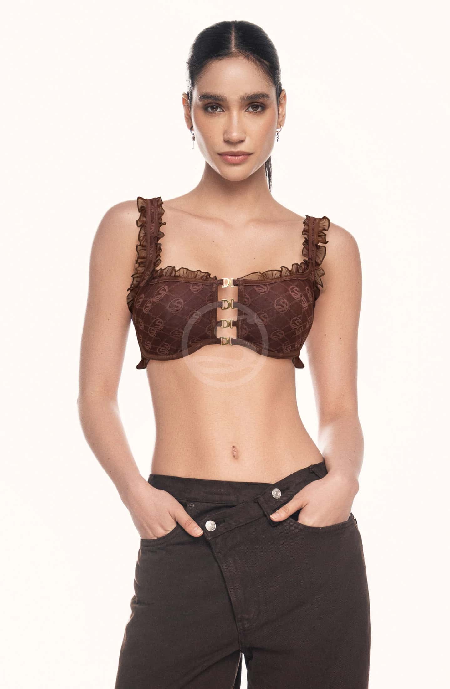 Bralette Fuego Marrón Logo Manía Santísimas Ref. S-621