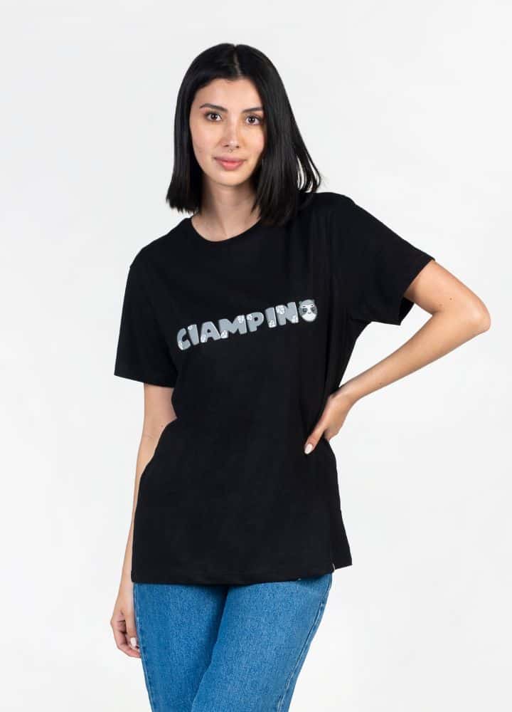 Hojas Camiseta Regular – Negro