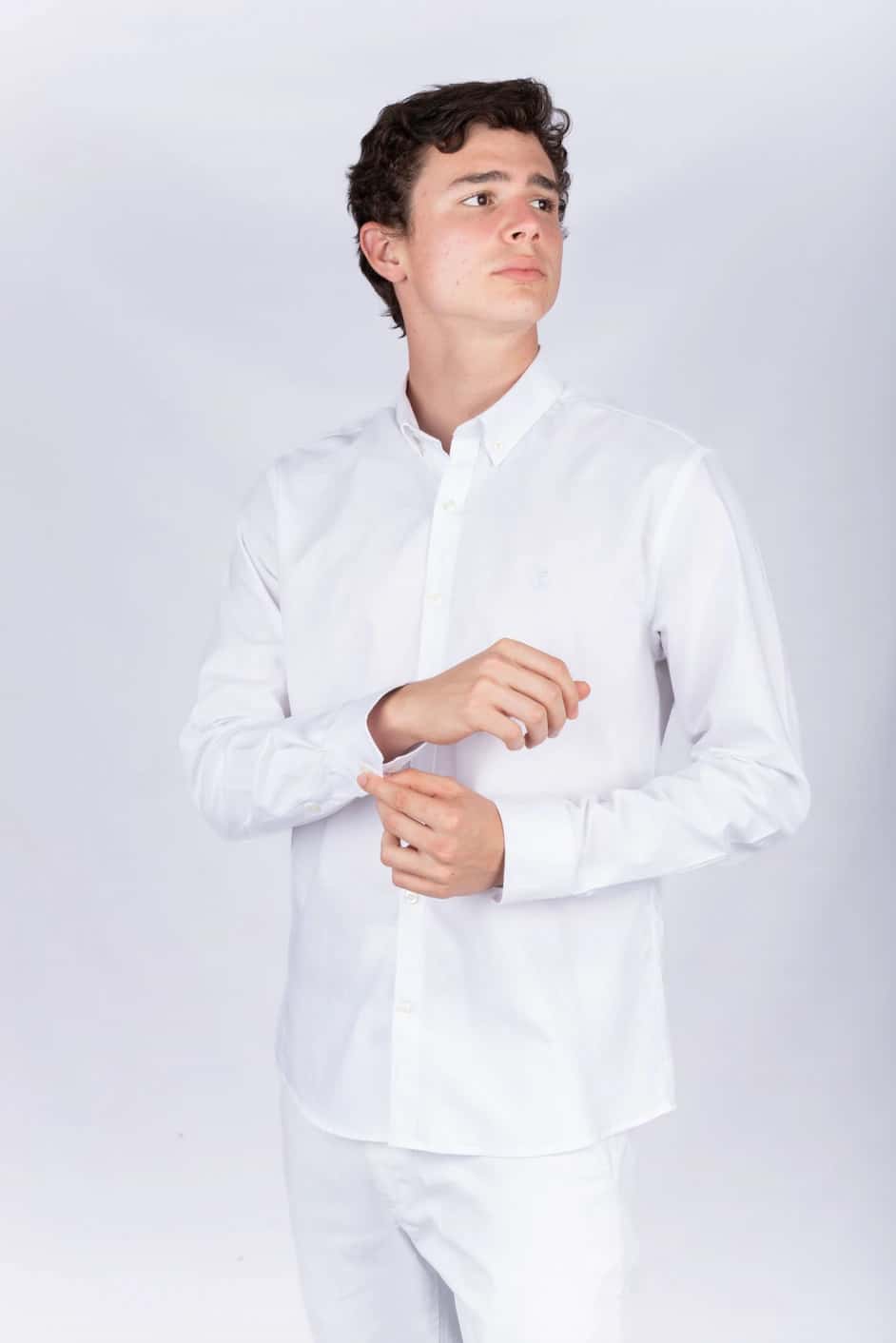 Camisa Oxford Blanca A Azul R