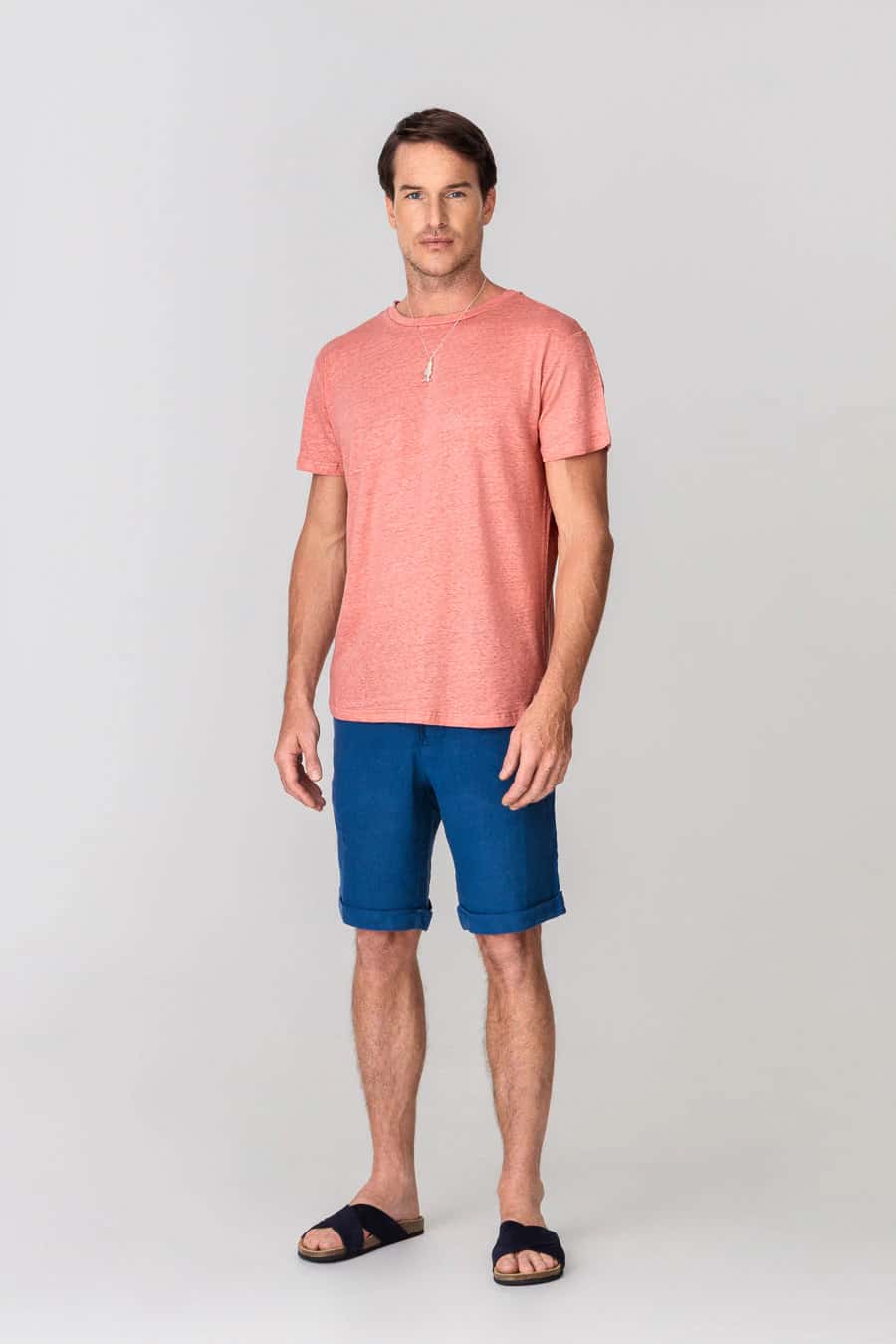 Men's linen t-shirt red