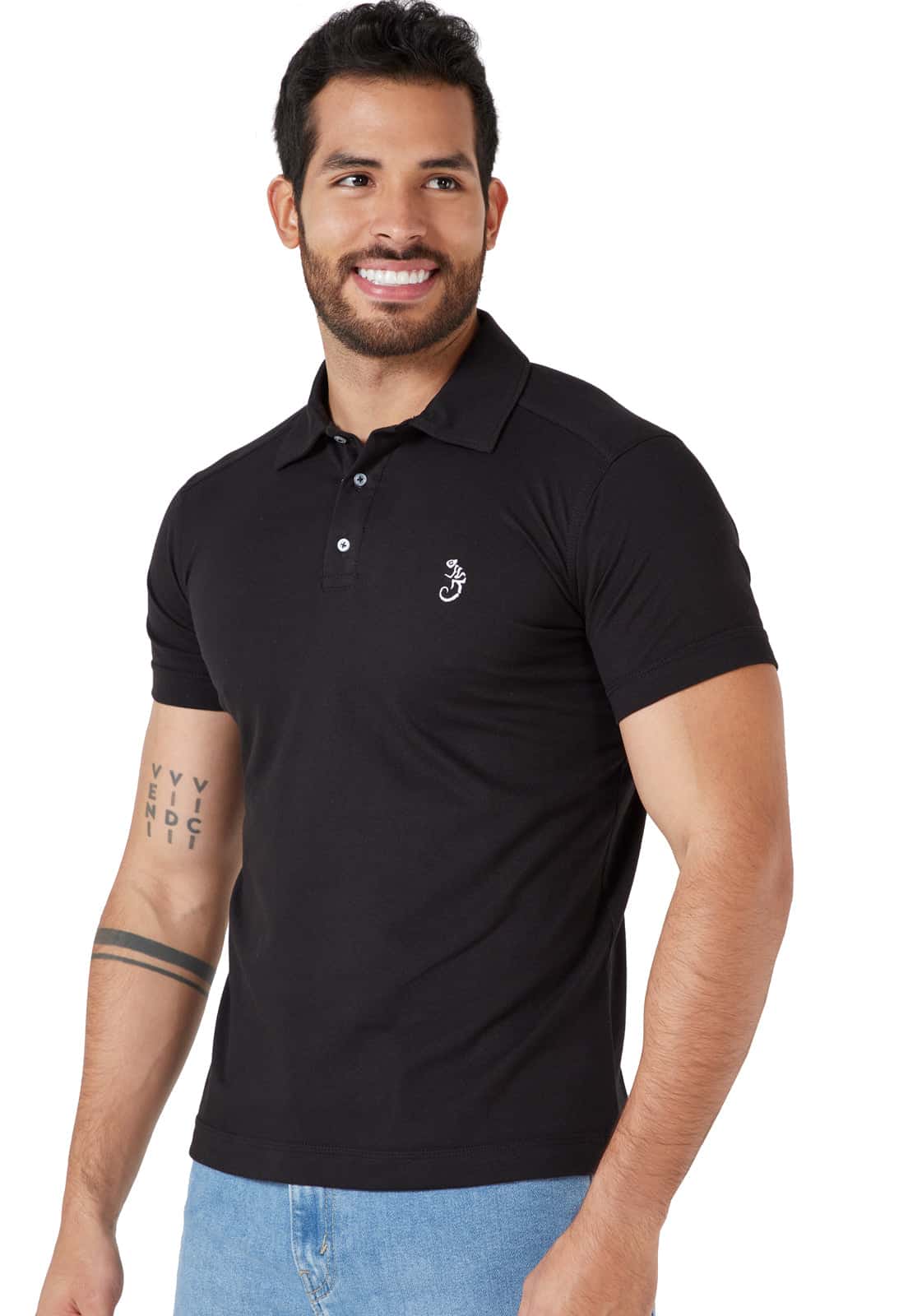 Camiseta tipo polo negra