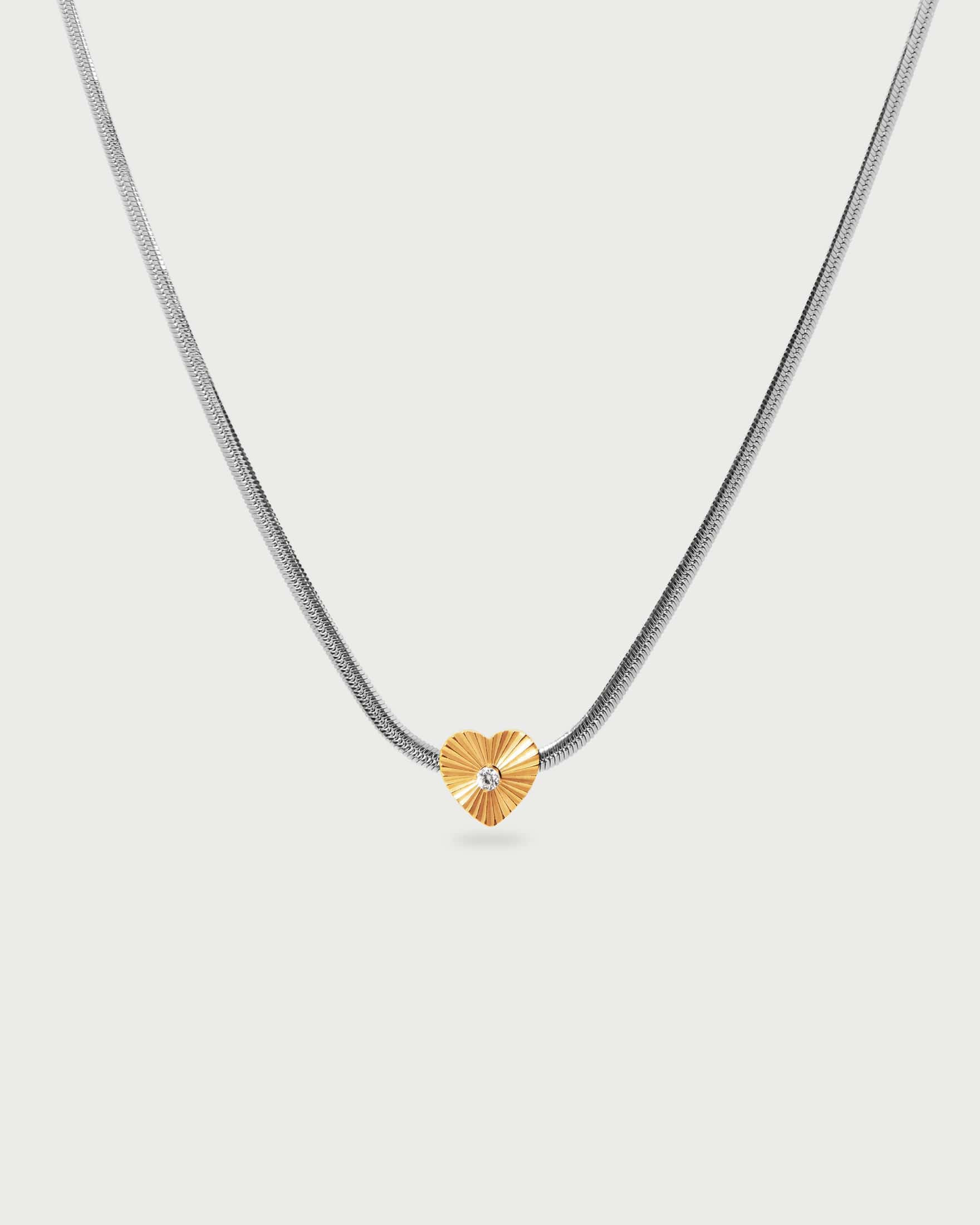 Collar Silver Corazón Oro