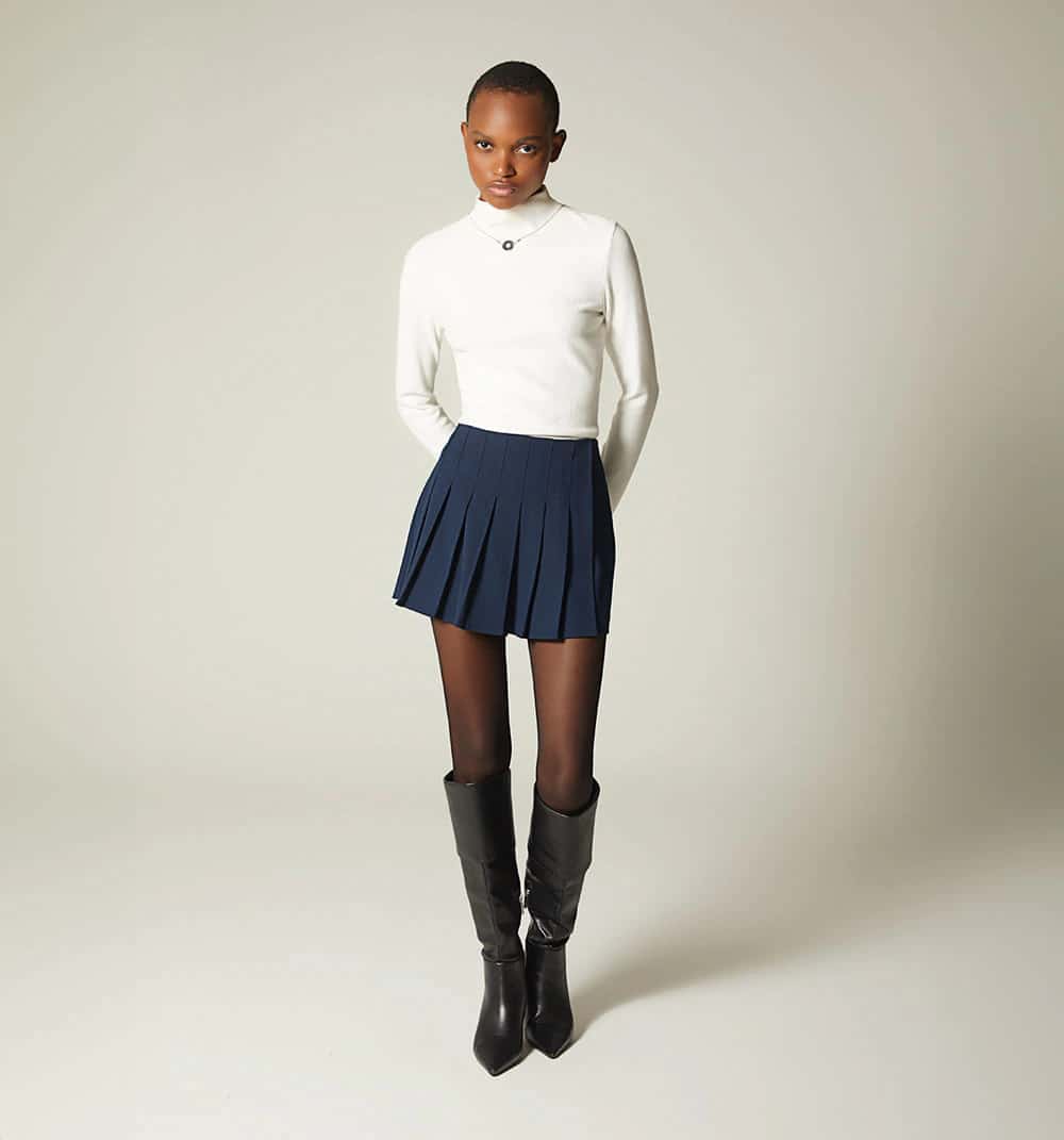 Falda short con tablones