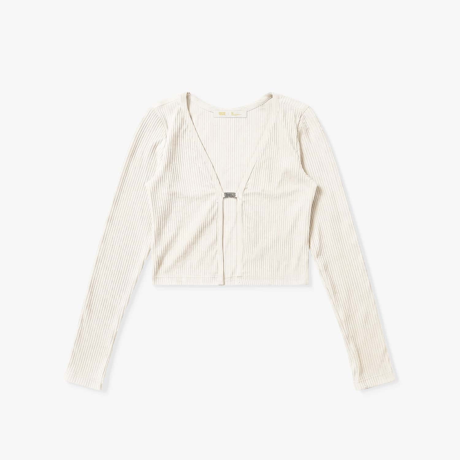 Rib Cropped Cardigan - Cream