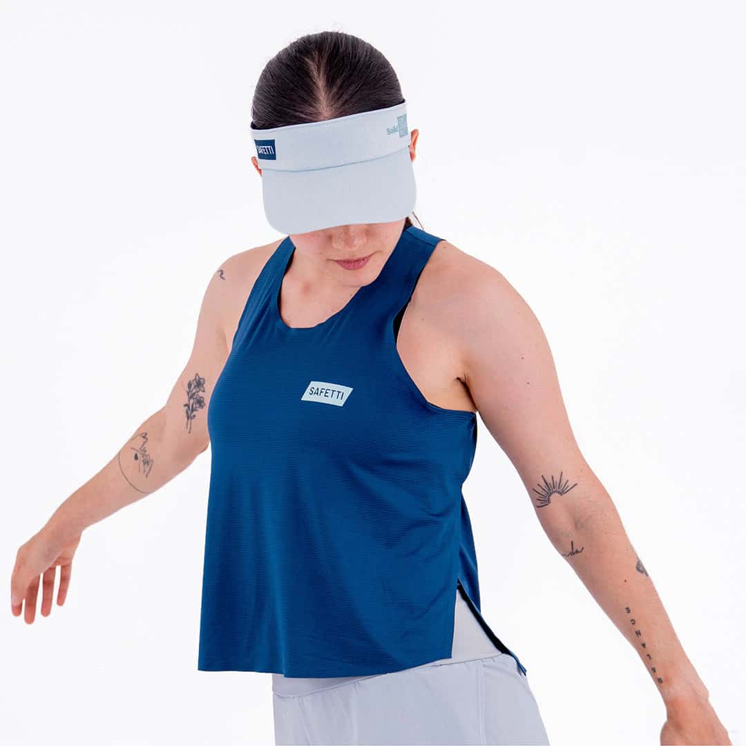 CAMISETA RUNNING MANGA SISA LEVIT AZUL OSCURO PARA MUJER - miniatura 3