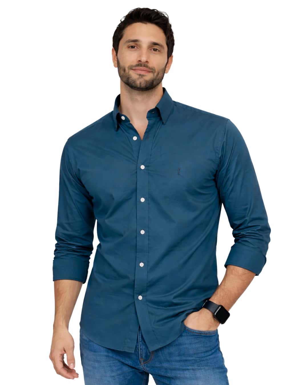 Camisa Berlin Manga Larga Azul Profundo