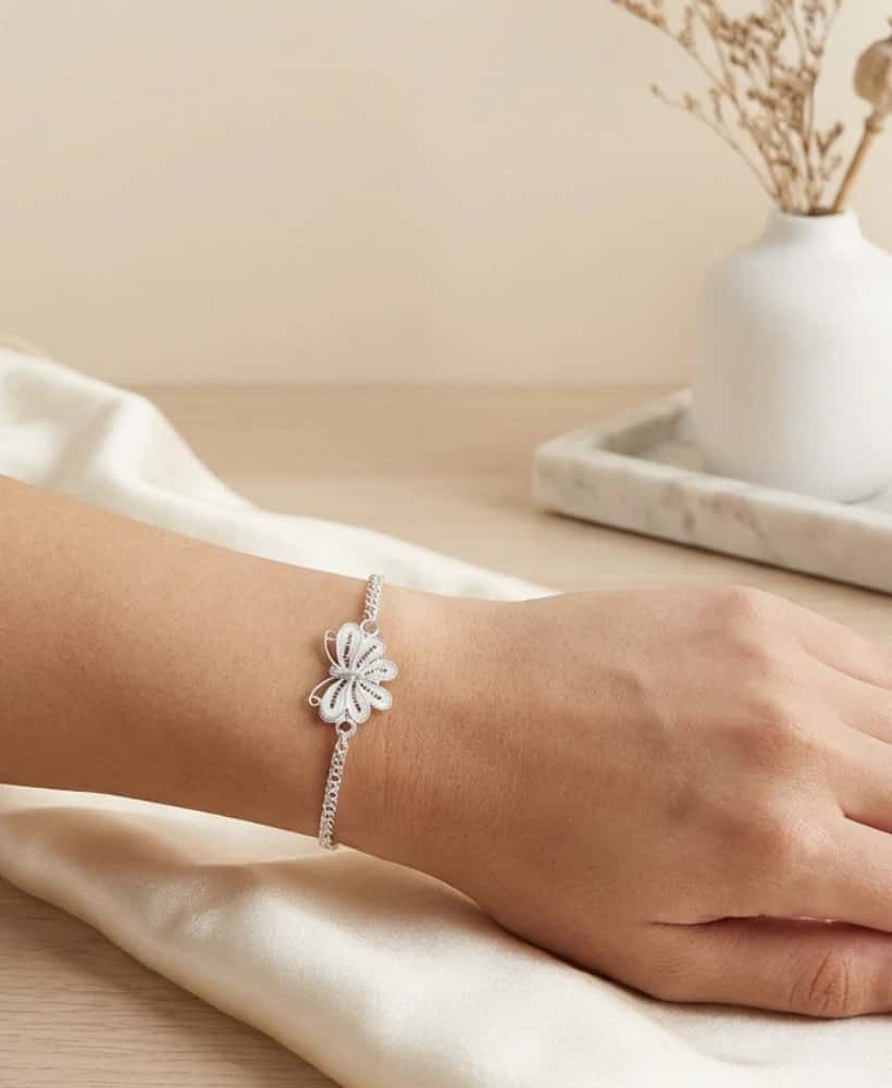 Pulsera mariposa en plata ley 950