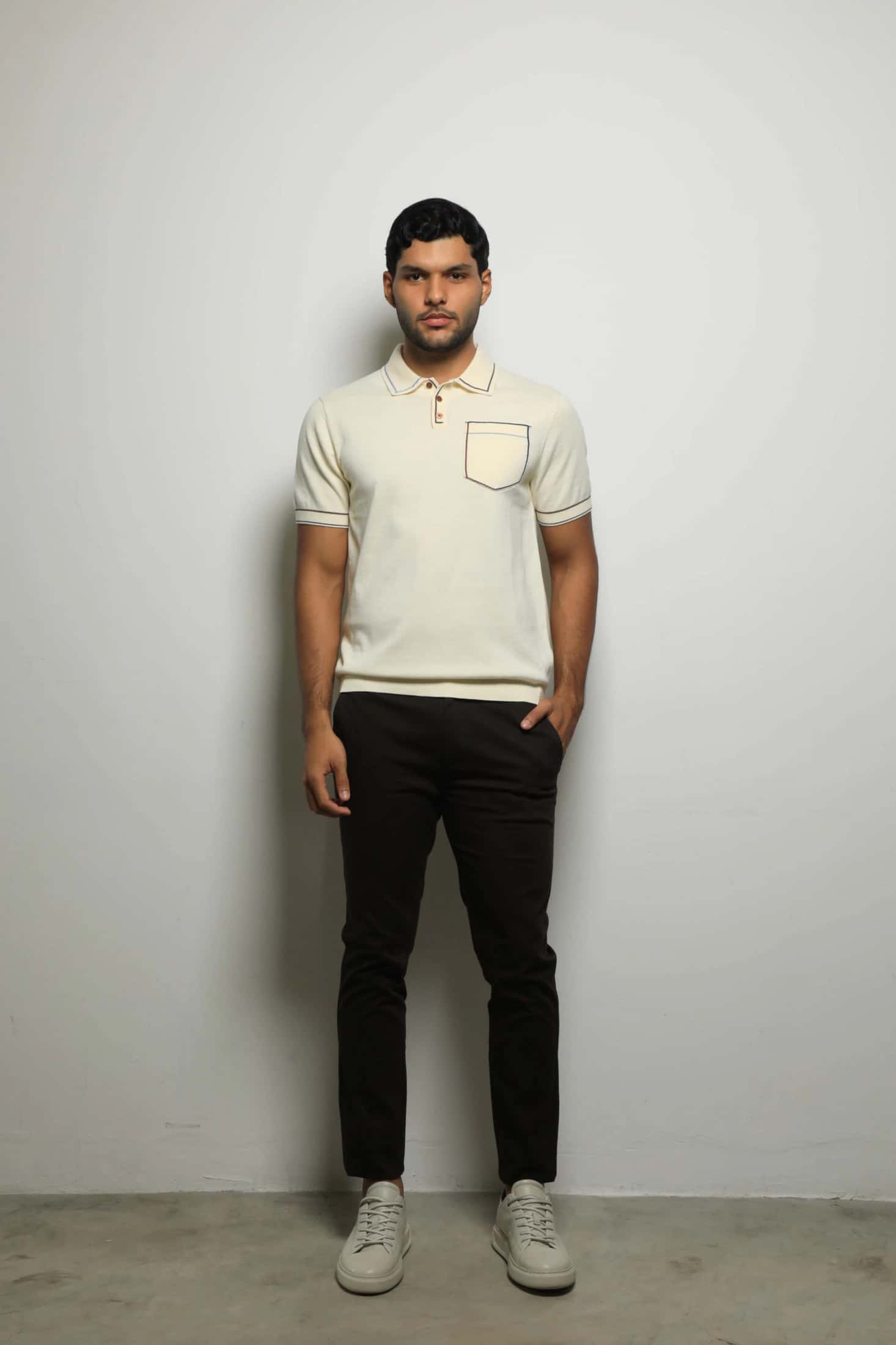 Suéter Tejido Fashion Crema/Bolsillo