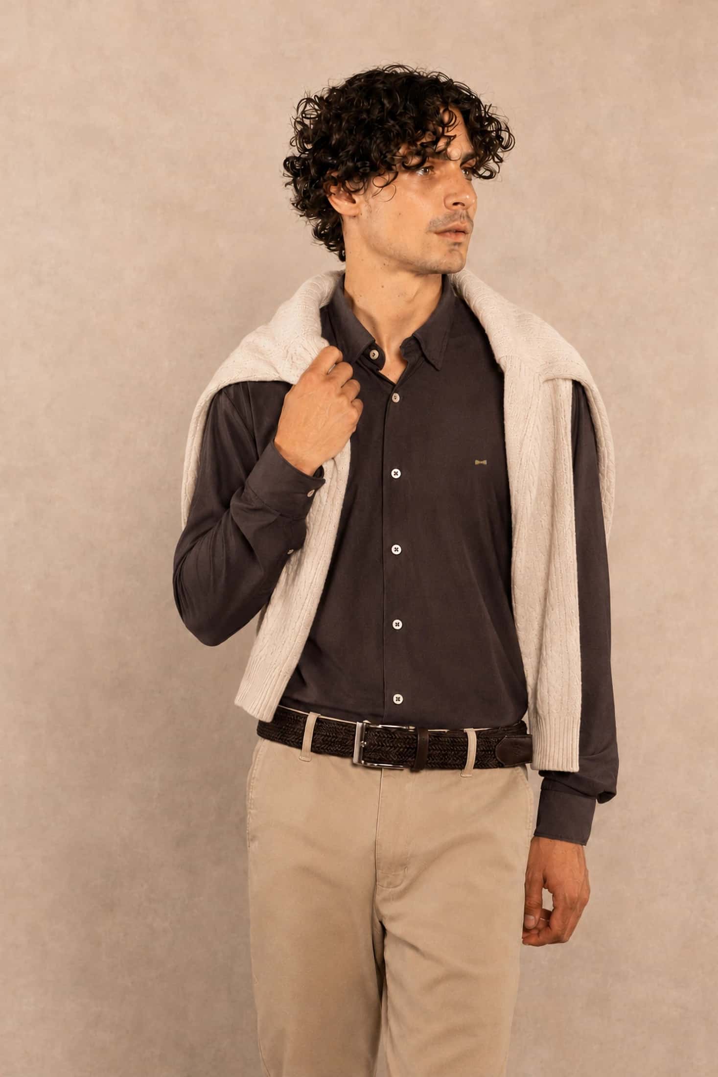 Camisa Performance Oxford Cafe