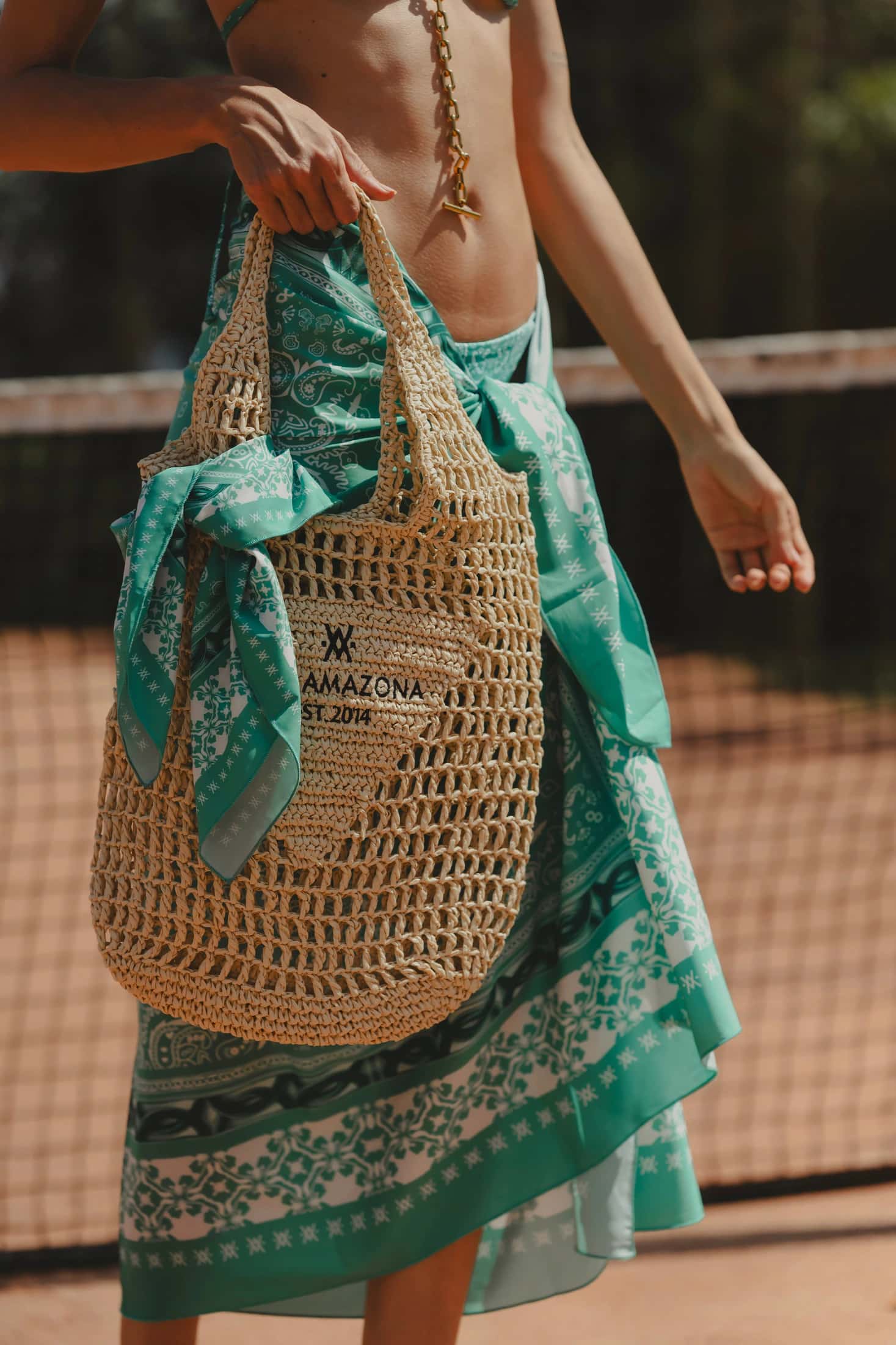 PAREO BANDANA GREEN BEACH