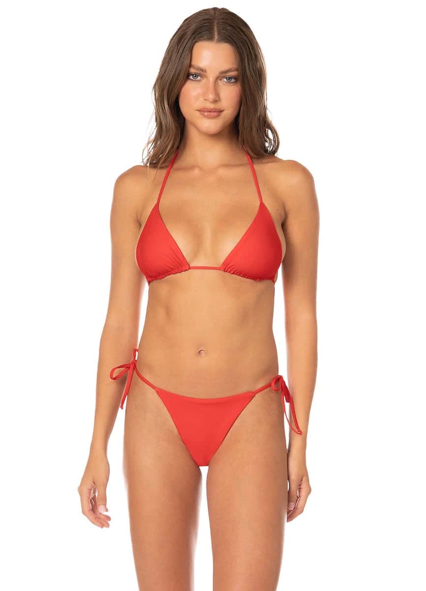 Maaji Red Camelia Agave Low Rise Single Strap Bikini Bottom - miniatura 2